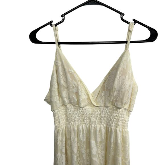 Romantic boho ivory lace maxi dress bridal shower cottagecore‎ L - Picture 2 of 5